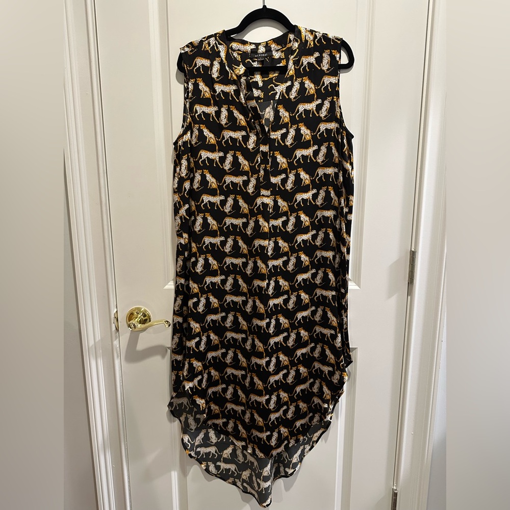 Acrobat Black and Gold Animal Pattern Midi Dress